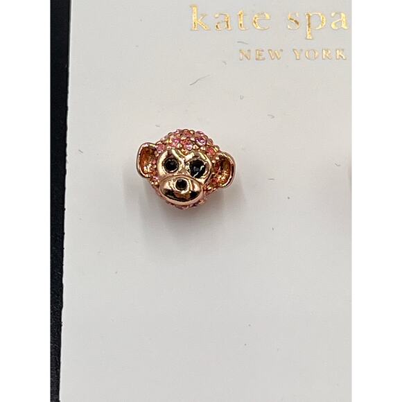 Kate Spade New York Pink Pave Monkey Stud Ramblin Roses Earrings New - Picture 4 of 7